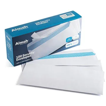 Aimoh #10 Security Self Seal Envelopes – 100 Qty |No Window, EnveGuard, 4⅛ x 9½", White, 24 LB, 100 Count (34100)