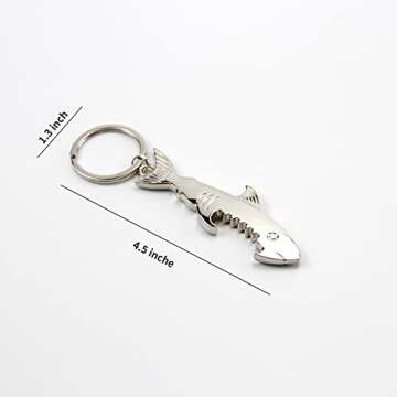 TOPASION Creative Metal Corkscrew Shark Beer Bottle Opener Keychain Pendant