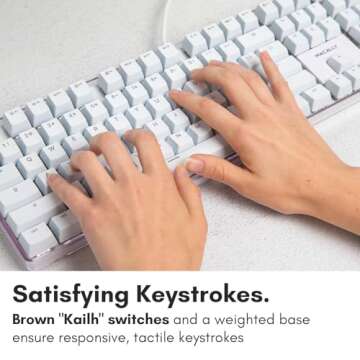 Macally Backlit Mechanical Keyboard for Mac - Comfortable, Accurate Typing - Classic Mac Mechanical Keyboard with Brown Switches - 104 Key Apple Keyboard Wired USB with Weighted Base