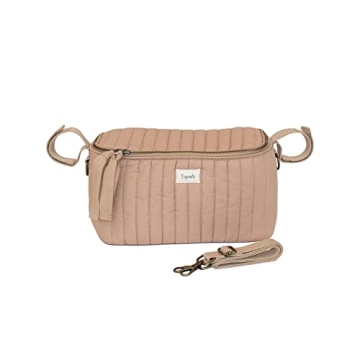 3 Sprouts Universal Quilted Stroller Organizer with Cup Holder and Zip Top - Durable Stroller Caddy ...