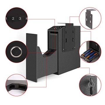 Biometric Slider Handgun Gun Safe with Fingerprint, PIN and Key Access
