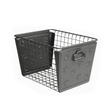 Spectrum Diversified Paws Macklin Basket Steel Bin with Cute Pawprint Design, Pet Accessory Rust-Res...