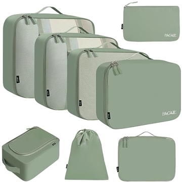 BAGAIL 8 Set Packing Cubes: Ultimate Travel Organizers in Matcha Green
