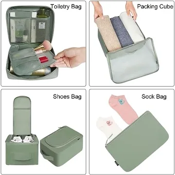 BAGAIL 8 Set Packing Cubes Travel Organizers Matcha Green