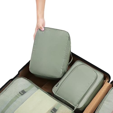 BAGAIL 8 Set Packing Cubes Travel Organizers Matcha Green