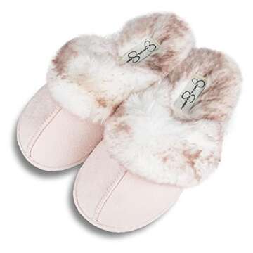 Jessica Simpson Girls Cozy Faux Fur Slip-on Slippers – Adorable Comfort for Little Feet!