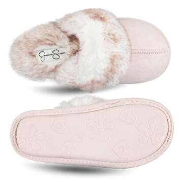 Jessica Simpson Girls Faux Fur Cozy Slippers for Kids