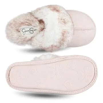 Jessica Simpson Girls Faux Fur Cozy Slippers for Kids