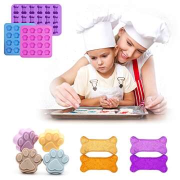 3 Pcs Silicone Molds Puppy Paw/Bone Shapes - Baking Fun