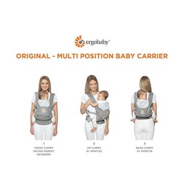 Ergobaby Original Award Winning Ergonomic Multi-Position Baby Carrier with X-Large Storage Pocket, Sailor