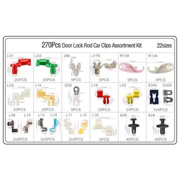 274Pcs Door Lock Rod Clips,Door Lock Rod Latch Clips,Hood Latch Locking Push Clip Kit,22 Most Popula...