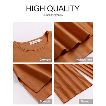 ANRABESS Women 2 Piece Outfits Casual Summer Sleeveless Tops Knit Pants Sweater Lounge Matching Sets 2025 Trendy Clothes Rust Medium