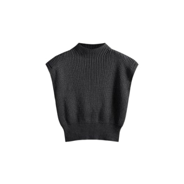 CIDER Women's Mock Neck Sleeveless Sweater Top - Elegant Layering Essential in Black