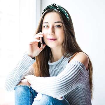 WILLBOND Retro Velvet Pearl Headband Set for Women