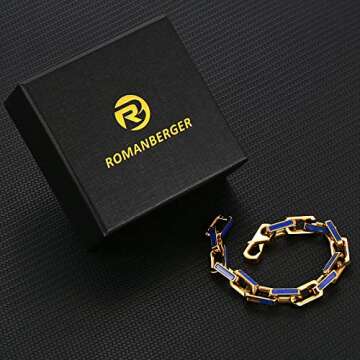 通用 10mm Blue Lapis Lazuli Stainless Steel Bracelet For Men 18K Gold Lazurite Bracelet (Gold, 8inches)