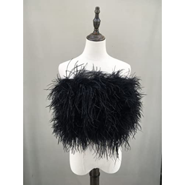 Stylish LVCOMEFF Ostrich Feather Bandeau Top for Parties