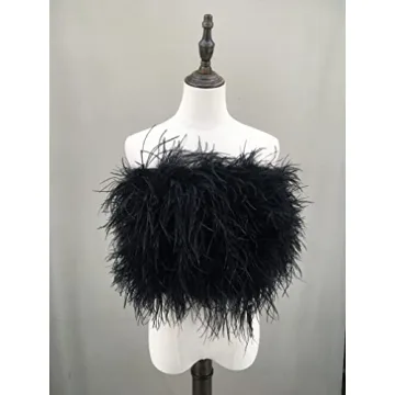 Stylish LVCOMEFF Ostrich Feather Bandeau Top for Parties
