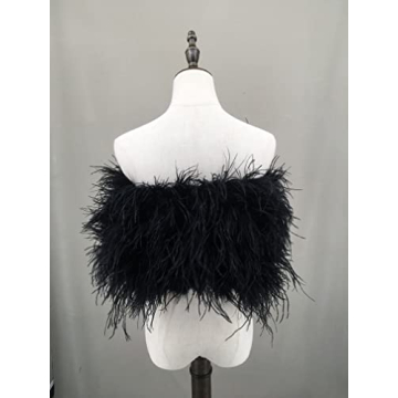 Stylish LVCOMEFF Ostrich Feather Bandeau Top for Parties