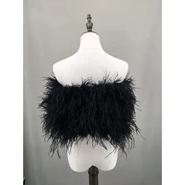 Stylish LVCOMEFF Ostrich Feather Bandeau Top for Parties