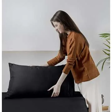 Utopia Bedding King Sheet Set, Soft Microfiber 4 Piece Hotel Luxury Bed Sheets for Women, Men, Kids & Teens with Side Storage Deep Pocket Fitted Sheet - Embroidered Pillow Cases - Flat Sheet (Black)