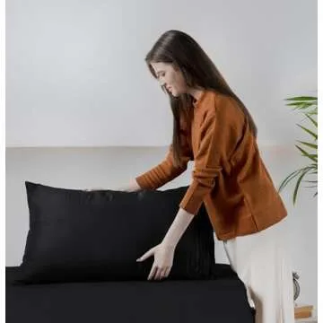 Utopia Bedding King Sheet Set, Soft Microfiber 4 Piece Hotel Luxury Bed Sheets for Women, Men, Kids & Teens with Side Storage Deep Pocket Fitted Sheet - Embroidered Pillow Cases - Flat Sheet (Black)