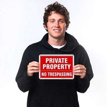 Sigo Signs, No Trespassing Signs Private Property, Private Fence Sign, 10 x 7 Heavy 0.40 Aluminum, U...