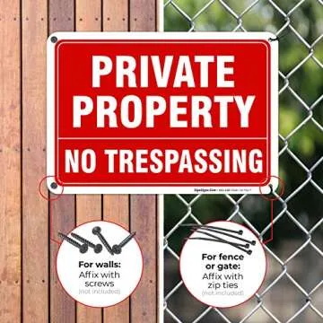 Sigo Signs, No Trespassing Signs Private Property, Private Fence Sign, 10 x 7 Heavy 0.40 Aluminum, UV Protected, Indoor/Outdoor Use, Metal Weather/Fade Resistant, Made in USA