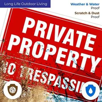 Sigo Signs, No Trespassing Signs Private Property, Private Fence Sign, 10 x 7 Heavy 0.40 Aluminum, UV Protected, Indoor/Outdoor Use, Metal Weather/Fade Resistant, Made in USA