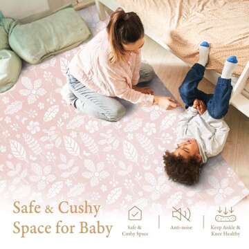 PopsyKosy Premium Baby Foam Play Mats - Stylish & Large Non-Toxic Puzzle Floor Tiles - 6 Tiles - Spacious 6ft x 4ft - Expandable Interlocking Crawling Mats - Soft, Thick, Waterproof - Baby Coral