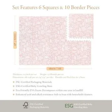 PopsyKosy Premium Baby Foam Play Mats - Stylish & Large Non-Toxic Puzzle Floor Tiles - 6 Tiles - Spacious 6ft x 4ft - Expandable Interlocking Crawling Mats - Soft, Thick, Waterproof - Baby Coral