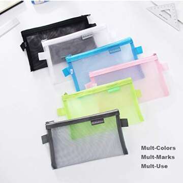 Zipper Pouch, 4 PCS, Mesh Zipper Bags Clear Zipper Pouch Small Organizer Bag Zipper Folder Bag Cosmetic Bags Travel Storage Bags, Size: 7.8"Ã—4.8", 4 Bags/Package, Colour Random