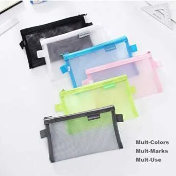 Zipper Pouch, 4 PCS, Mesh Zipper Bags Clear Zipper Pouch Small Organizer Bag Zipper Folder Bag Cosmetic Bags Travel Storage Bags, Size: 7.8"Ã—4.8", 4 Bags/Package, Colour Random