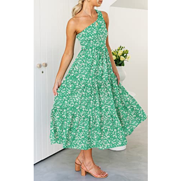ZESICA Stylish Floral One Shoulder Summer Midi Dress