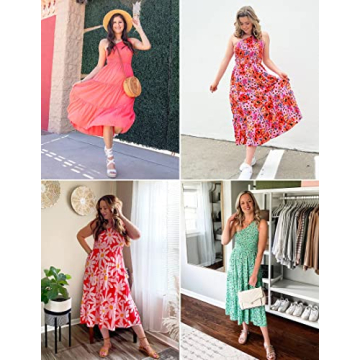 ZESICA Stylish Floral One Shoulder Summer Midi Dress