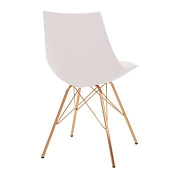 OSP Home Furnishings Oakley Mid-Century Modern Bucket Chair, Faux Leather,White
