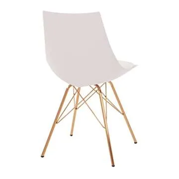 OSP Home Furnishings Oakley Mid-Century Modern Bucket Chair, Faux Leather,White