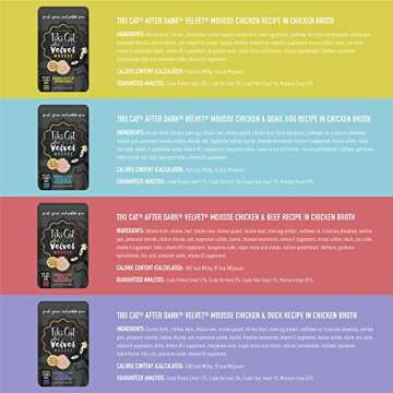 Tiki Cat After Dark, Velvet Mousse, Variety Pack, Grain & Potato Free Formula, with High Protein & Nutrient Dense Blended Irresistible Organ Meat, 2.8 oz. Pouch (Pack of 12)