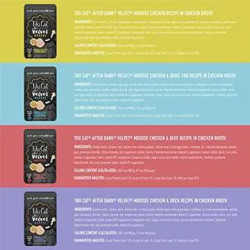 Tiki Cat After Dark, Velvet Mousse, Variety Pack, Grain & Potato Free Formula, with High Protein & Nutrient Dense Blended Irresistible Organ Meat, 2.8 oz. Pouch (Pack of 12)