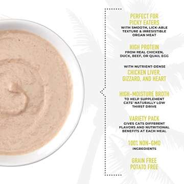 Tiki Cat After Dark, Velvet Mousse, Variety Pack, Grain & Potato Free Formula, with High Protein & Nutrient Dense Blended Irresistible Organ Meat, 2.8 oz. Pouch (Pack of 12)