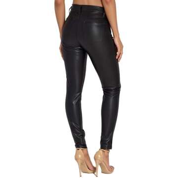 Hybrid & Company Womens Skinny Stretch Fashion Casual Faux Leather Pants P44799SK Black 5