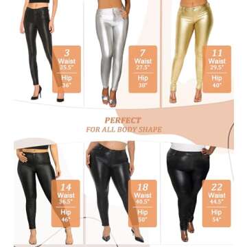 Hybrid & Company Womens Skinny Stretch Fashion Casual Faux Leather Pants P44799SK Black 5