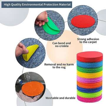 81 Pcs Carpet Spots Markers Floor Dots Carpet Circles Carpet Markers for Classroom Elementary School Teacher Supplies, Carpet Floor Dots Spots for Kids Social Distancing