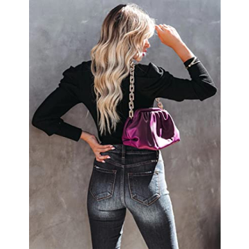 Amarmia Women's Puff Sleeve V Neck Pullover Sweater