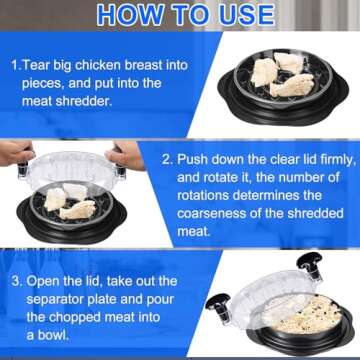 Chicken Breast Shredder, Chicken Shredder Tool Twist Large, Meat Grinders Tool Twist with Separate Plate, Non-Slip Bottom, Ergonomic Handle, BPA free, Suitable for all kinds of Cooked Meat and Salad