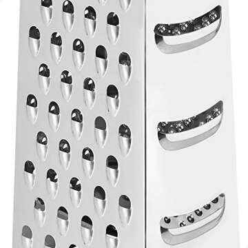 Amazon Basics Rectangular 4-Sided Box Cheese Grater, Stainless Steel, Zester, Non-Slip Base, Dishwasher-Safe, 9 inch, Black