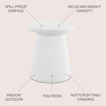 JONATHAN Y TBL1108A Hollie 18" Minimalist Modern Drum Indoor/Outdoor Accent Table Pedestal, Contempo...