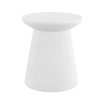 JONATHAN Y TBL1108A Hollie 18" Minimalist Modern Drum Indoor/Outdoor Accent Table Pedestal, Contemporary, Mid-Century, Art Deco, Bohemian, Patio, Garden Room, Bathroom, Living Room, White Frosted