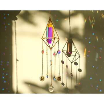 H&D HYALINE & DORA Handmade Crystal Suncatcher Aurora Crystal Prism Window Hanging Prism Ornament Rainbow Catcher Wall Art Drops Home Garden Decor Collections Housewarming Gift