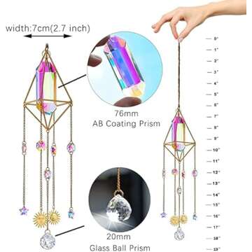H&D HYALINE & DORA Handmade Crystal Suncatcher Aurora Crystal Prism Window Hanging Prism Ornament Rainbow Catcher Wall Art Drops Home Garden Decor Collections Housewarming Gift