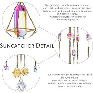 H&D HYALINE & DORA Handmade Crystal Suncatcher Aurora Crystal Prism Window Hanging Prism Ornament Rainbow Catcher Wall Art Drops Home Garden Decor Collections Housewarming Gift